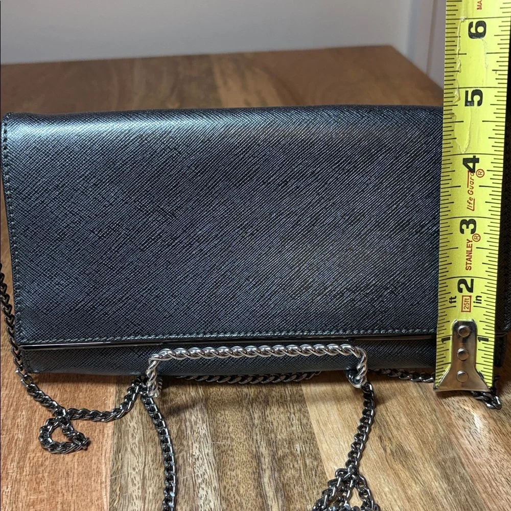 Abro Gray Metallic Textured leather chain Strap Crossbody